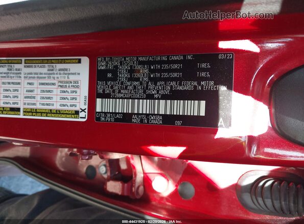 2T2BBMCAXPC008259 2023 LEXUS RX 350H Красный Вид подкапотного пространства