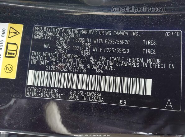 2T2BZMCA9JC147169 2018 LEXUS RX 350 Черный Вид подкапотного пространства