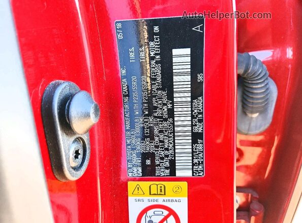2T2BZMCA9JC155756 2018 LEXUS RX Бордовый Вид наклейки с VIN-кодом
