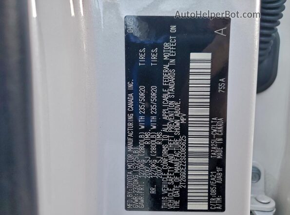 2T2GGCEZ2SC085625 2025 LEXUS NX White VIN sticker view