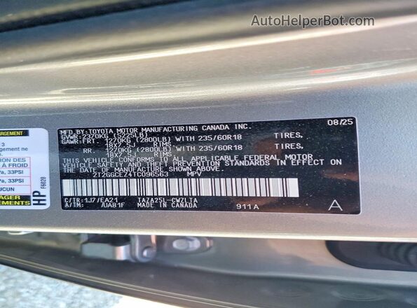2T2GGCEZ4TC096563 2026 LEXUS NX Silver Vista de la etiqueta del VIN
