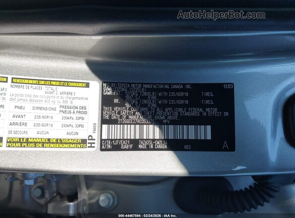 2T2GGCEZ7RC053375 2024 LEXUS NX 350 Gray Widok komory silnika