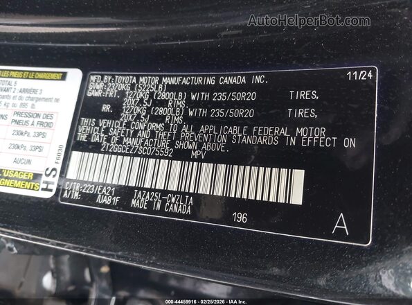 2T2GGCEZ7SC075592 2025 LEXUS NX 350 Black ძრავის განყოფილების ხედი