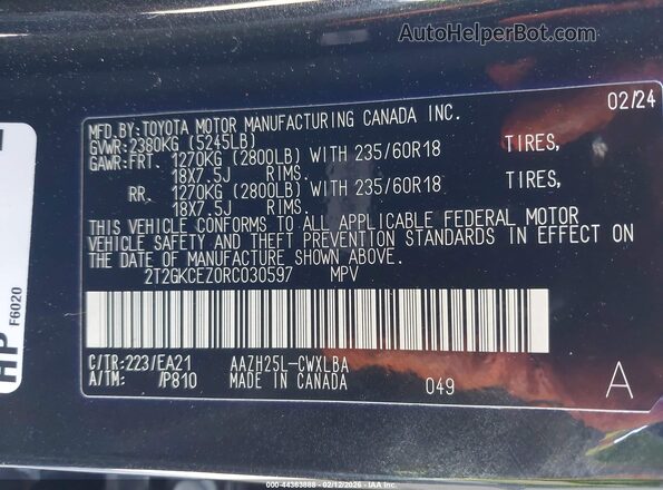 2T2GKCEZ0RC030597 2024 LEXUS NX 350H Black Widok komory silnika