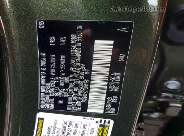 2T2GKCEZ2TC066198 2026 LEXUS NX Green Widok naklejki z numerem VIN