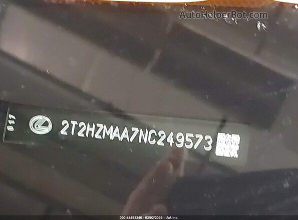 2T2HZMAA7NC249573 2022 LEXUS RX 350 Blue Widok komory silnika