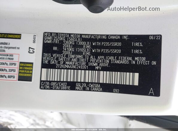 2T2HZMAAXNC249261 2022 LEXUS RX 350 Белый Вид подкапотного пространства