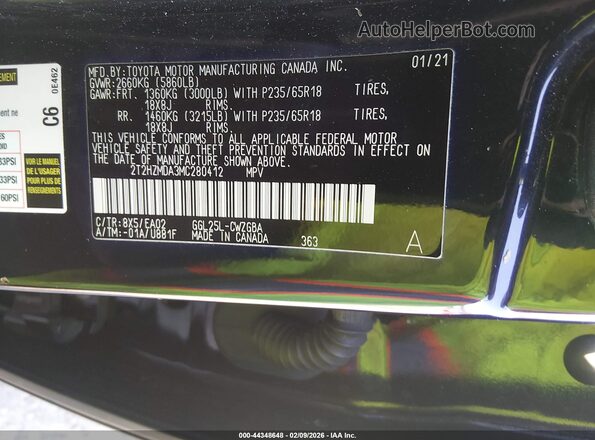 2T2HZMDA3MC280412 2021 LEXUS RX 350 Blue Engine compartment view