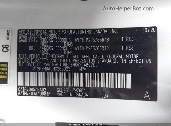 2T2HZMDA9MC263923 2021 LEXUS RX 350 White Widok komory silnika