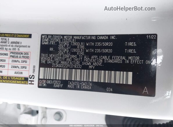2T2KGCEZ2PC018332 2023 LEXUS NX 350 White ძრავის განყოფილების ხედი