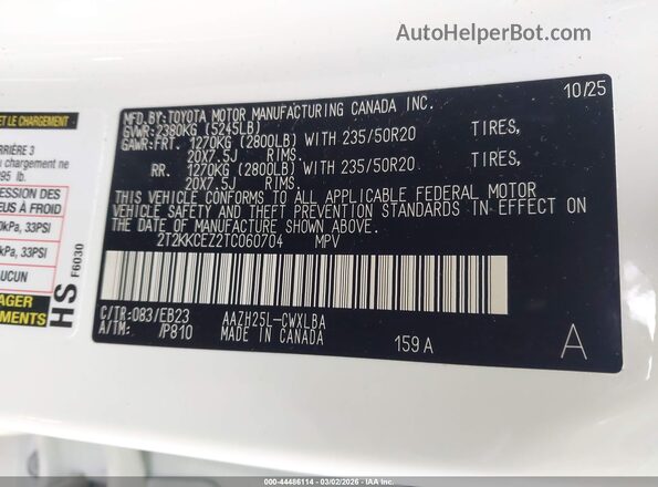 2T2KKCEZ2TC060704 2026 LEXUS NX 350H White Widok komory silnika