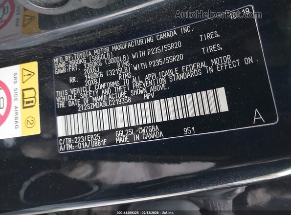 2T2SZMDA9LC219358 2020 LEXUS RX 350 Черный Вид подкапотного пространства