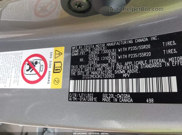 2T2ZZMCA3KC130903 2019 LEXUS RX 350 Tan Widok komory silnika