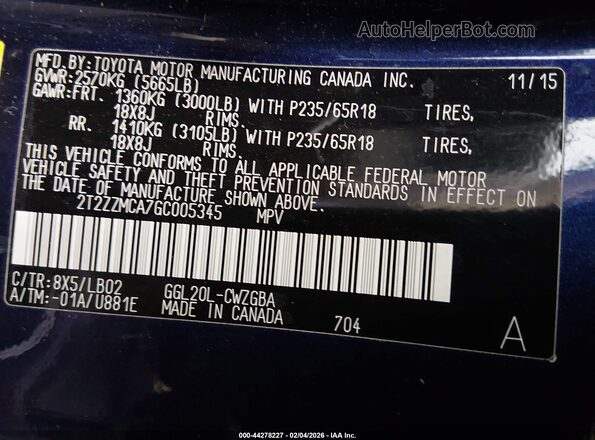 2T2ZZMCA7GC005345 2016 LEXUS RX 350 Dark Blue Engine compartment view