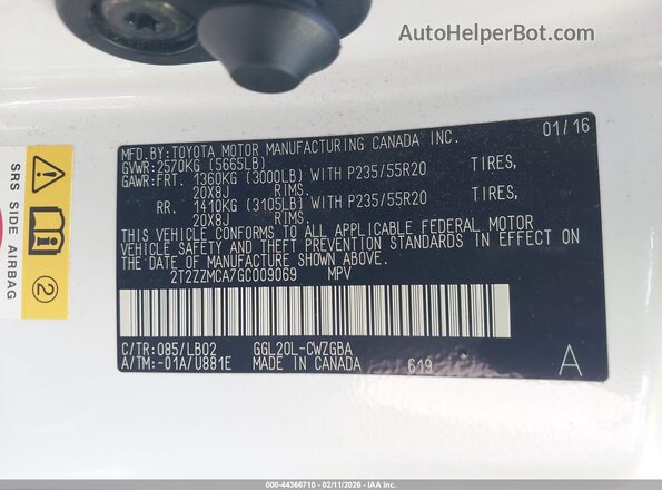 2T2ZZMCA7GC009069 2016 LEXUS RX 350 Белый Вид подкапотного пространства