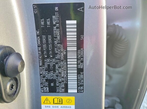 2T2ZZMCA8JC093877 2018 LEXUS RX Серый Вид наклейки с VIN-кодом