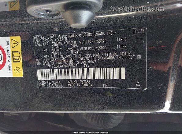 2T2ZZMCAXHC059529 2017 LEXUS RX 350 Черный Вид подкапотного пространства