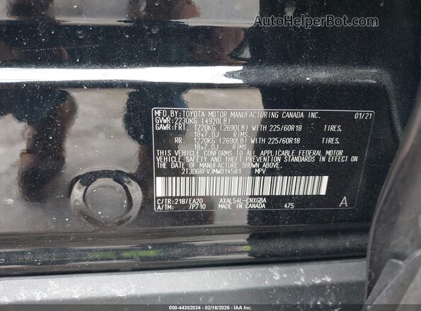 2T3D6RFV3MW014581 2021 TOYOTA LIMITED Black Engine compartment view