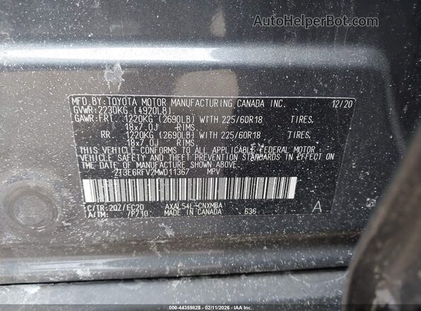 2T3E6RFV2MW011367 2021 TOYOTA RAV4 HYBRID Gray Vista del compartimento del motor