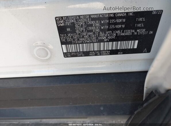 2T3E6RFV3PW041661 2023 TOYOTA RAV4 HYBRID White Vista del compartimento del motor