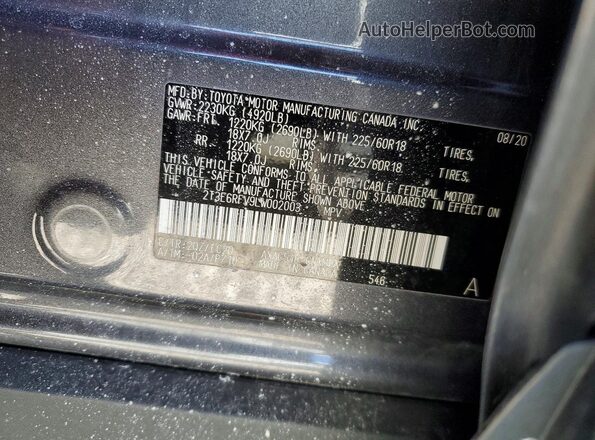 2T3E6RFV9LW002003 2020 TOYOTA RAV4 Gray Widok wnętrza 360 stopni