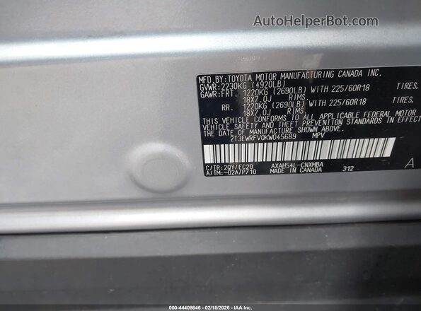 2T3EWRFV0KW045689 2019 TOYOTA RAV4 HYBRID Серебряный Вид подкапотного пространства