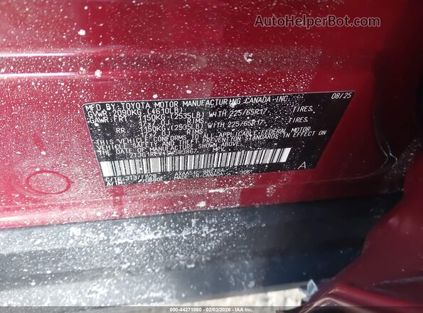 2T3G1RFV4SW583867 2025 TOYOTA LE Красный Вид подкапотного пространства