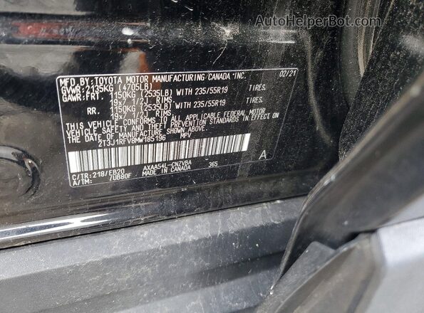 2T3J1RFV8MW185196 2021 TOYOTA RAV4 Black Widok naklejki z numerem VIN