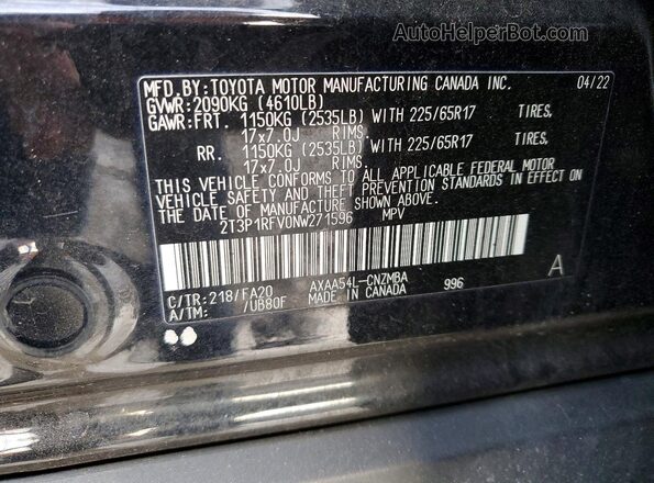 2T3P1RFV0NW271596 2022 TOYOTA LE Black Vista interior de 360 grados