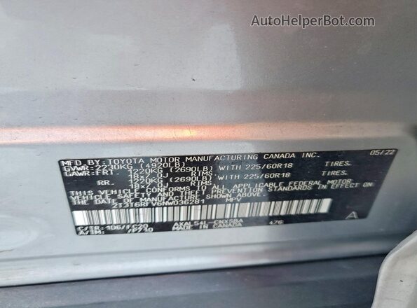 2T3T6RFV6NW036281 2022 TOYOTA RAV4 Серебряный Вид наклейки с VIN-кодом
