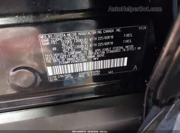 2T3UWRFV9SW252884 2025 TOYOTA RAV4 HYBRID Черный Вид подкапотного пространства