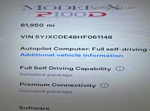 5YJXCDE48HF061148 2017 TESLA MODEL X Белый Вид задней части салона