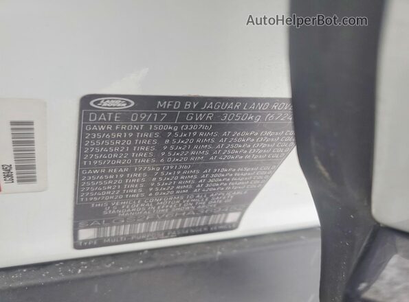 SALGS2FV6HA369452 2017 LAND ROVER RANGE ROVER White Widok wnętrza 360 stopni