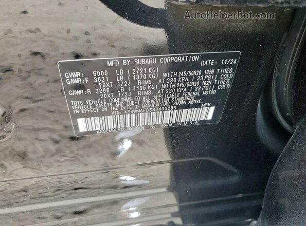4S4WMAFD6S3403296 2025 SUBARU ASCENT Черный Вид наклейки с VIN-кодом