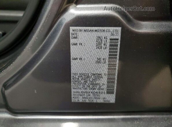 1N4BL4DV8SN404401 2025 NISSAN ALTIMA Серый Вид наклейки с VIN-кодом