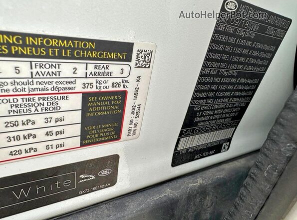 SALGS5RE8KA525544 2019 LAND ROVER RANGE ROVER Белый Вид задних сидений