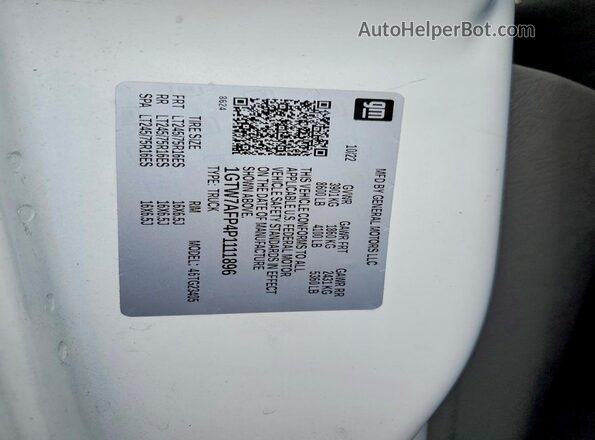 1GTW7AFP4P1111896 2023 GMC SAVANA White Панорамний вид салону 360°