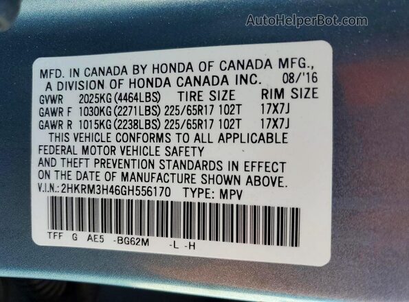 2HKRM3H46GH556170 2016 HONDA CRV Серебряный Панорамный вид салона 360°