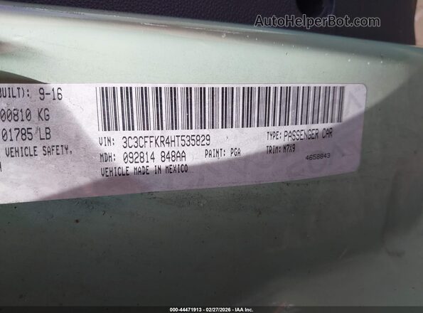 3C3CFFKR4HT535829 2017 FIAT 500 Green Widok komory silnika