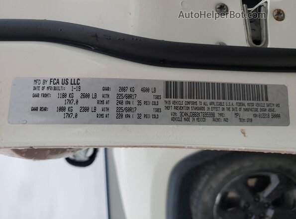 3C4NJDBB2KT695998 2019 JEEP COMPASS White VIN կոդի պիտակի տեսք
