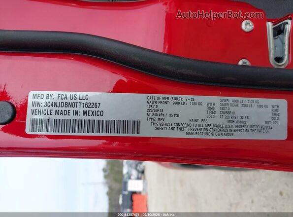 3C4NJDBN0TT162267 2026 JEEP COMPASS Красный Вид подкапотного пространства