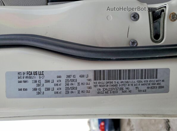 3C4NJDCB7HT671896 2017 JEEP COMPASS White Widok naklejki z numerem VIN