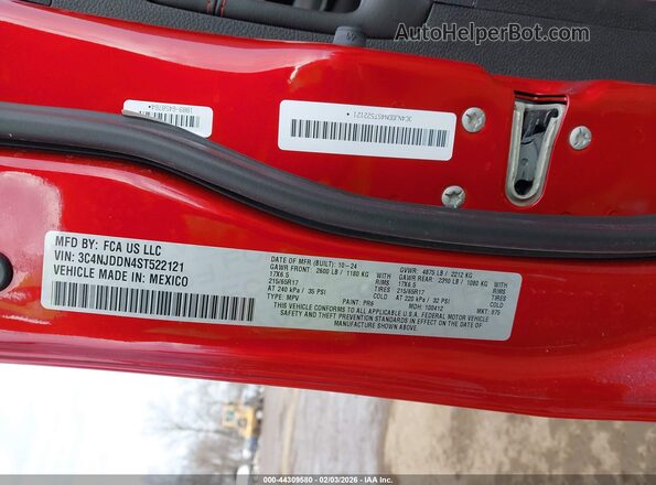 3C4NJDDN4ST522121 2025 JEEP COMPASS Красный Вид подкапотного пространства