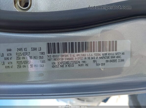 3C4PDCAB2JT375574 2018 DODGE JOURNEY Серебряный Вид подкапотного пространства