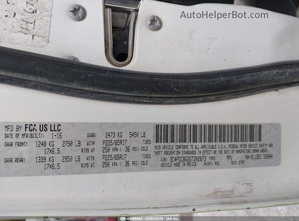 3C4PDCBG2GT202673 2016 DODGE JOURNEY White Engine compartment view