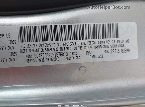 3C4PDCBG9HT576019 2017 DODGE JOURNEY Gray Engine compartment view