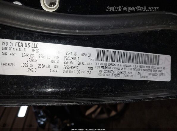 3C4PDDBG1HT526124 2017 DODGE JOURNEY Black ძრავის განყოფილების ხედი