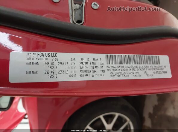 3C4PDDEG1GT244284 2016 DODGE JOURNEY Red Widok komory silnika