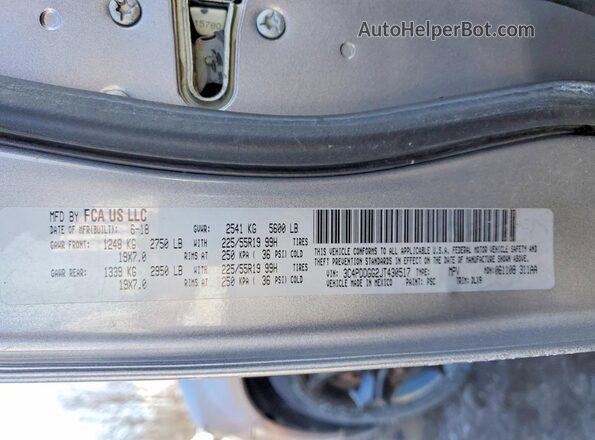 3C4PDDGG2JT430517 2018 DODGE JOURNEY Silver VIN კოდის სტიკერის ხედი