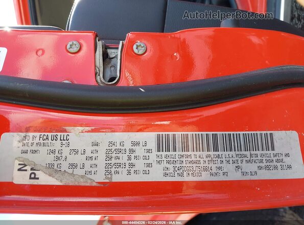 3C4PDDGG3JT516614 2018 DODGE JOURNEY Оранжевый Вид подкапотного пространства